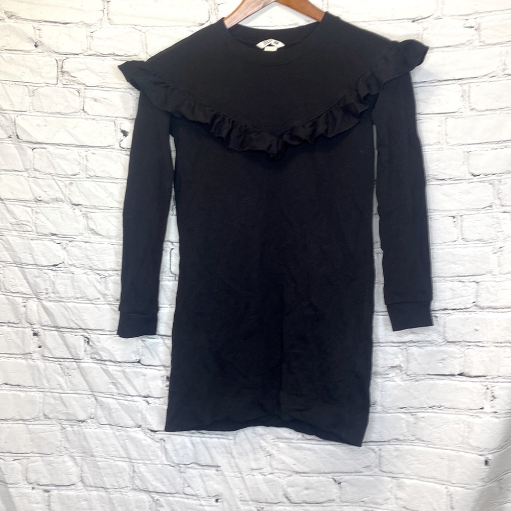 H&M Black Sweatshirt Girl's Dress Size 10-12 Excellent Condition 100% Cotton